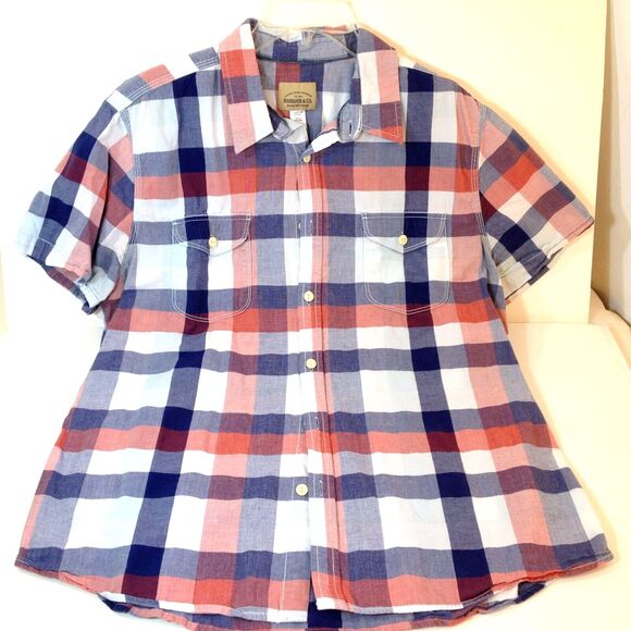 Roebuck & Co Shirt Mens XL Plaid Double Pockets Western Recycled Materials - Picture 1 of 8